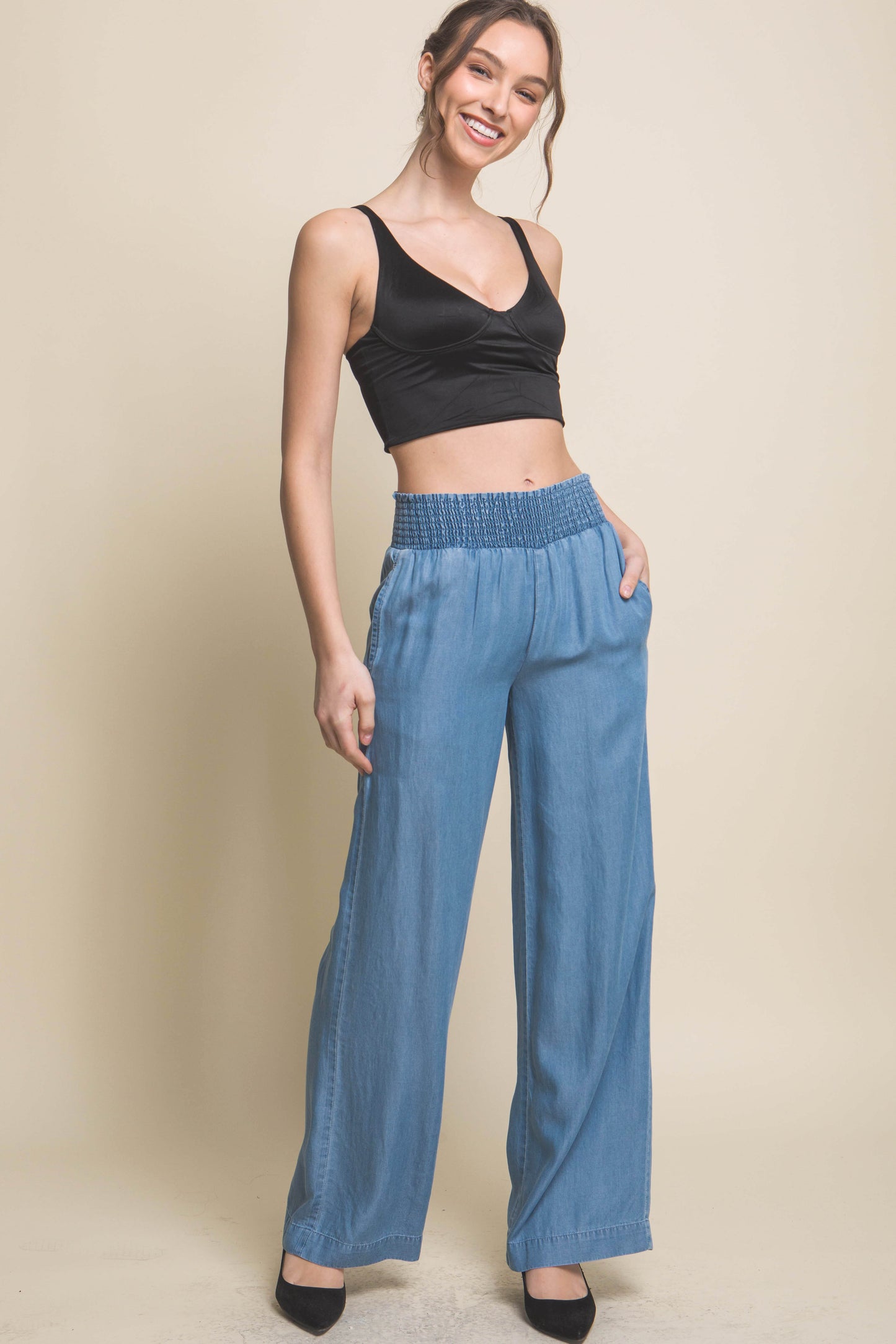 Smocked Waist Band Casual Pant