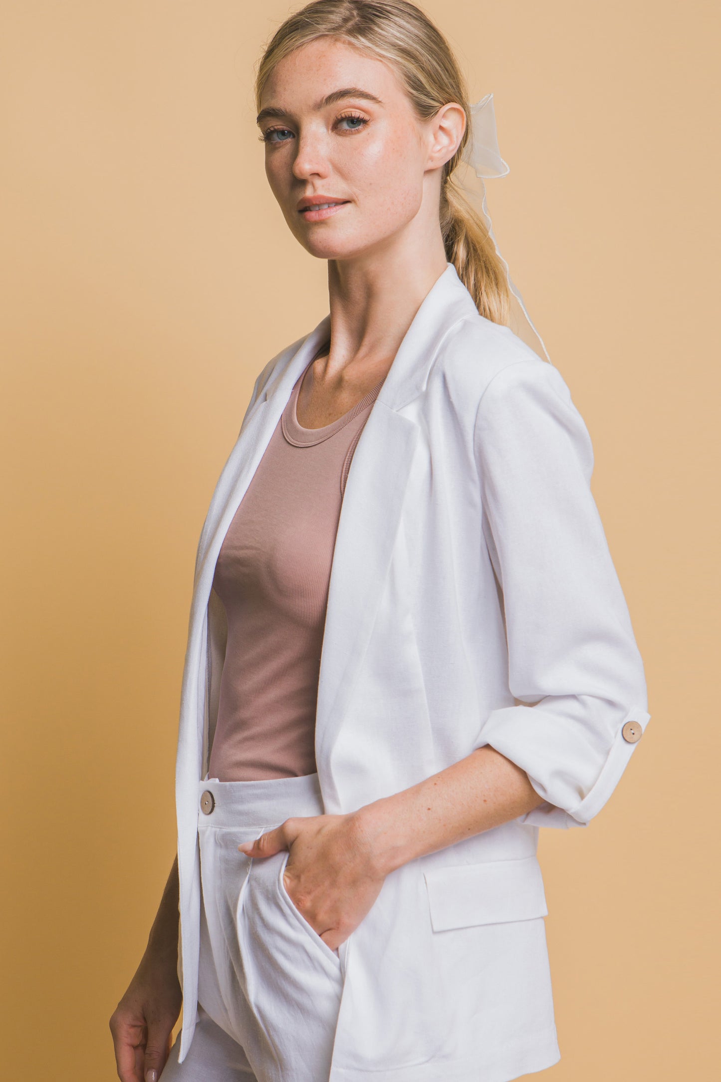 Open - Front Linen Blazer