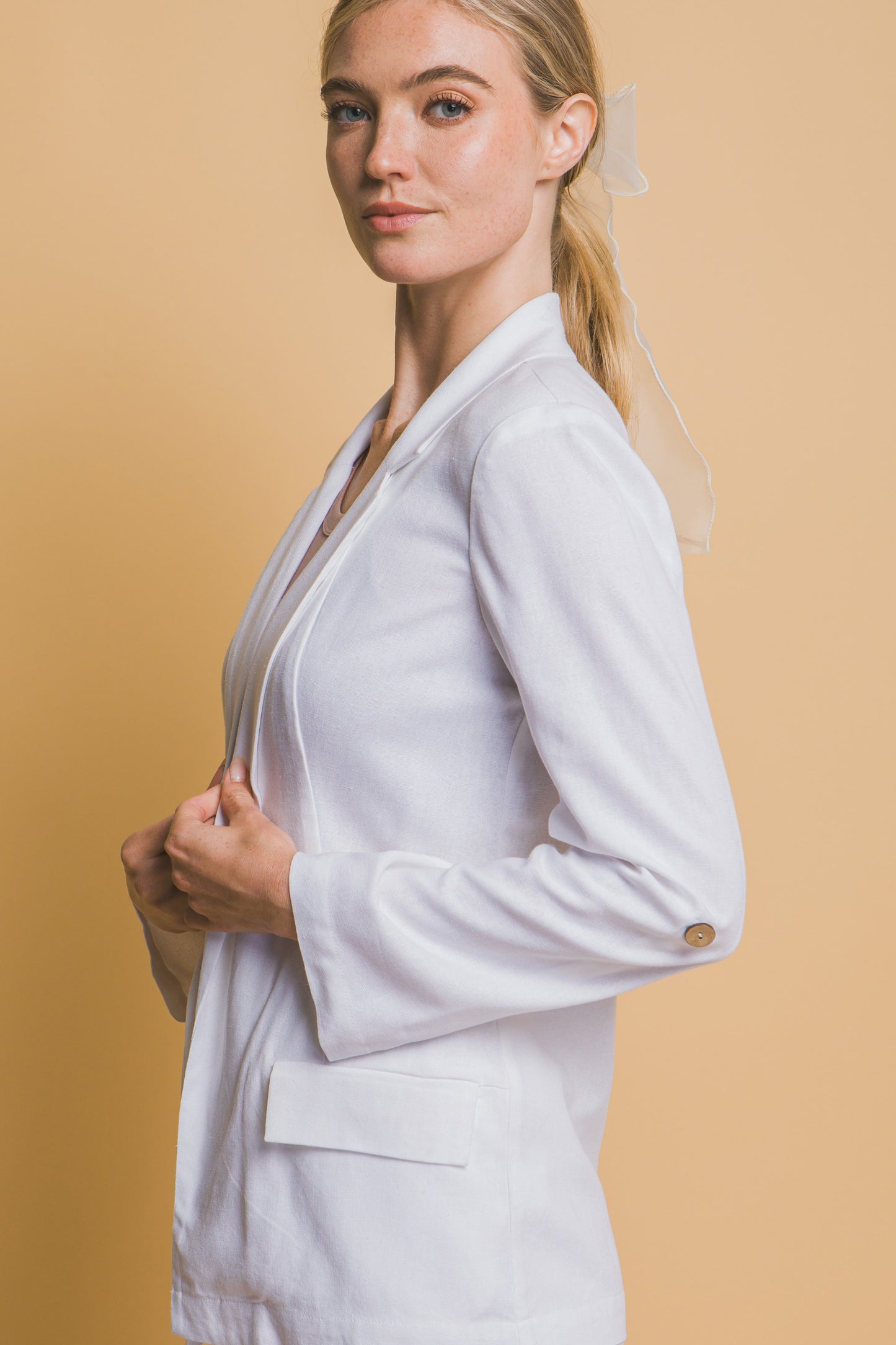 Open - Front Linen Blazer