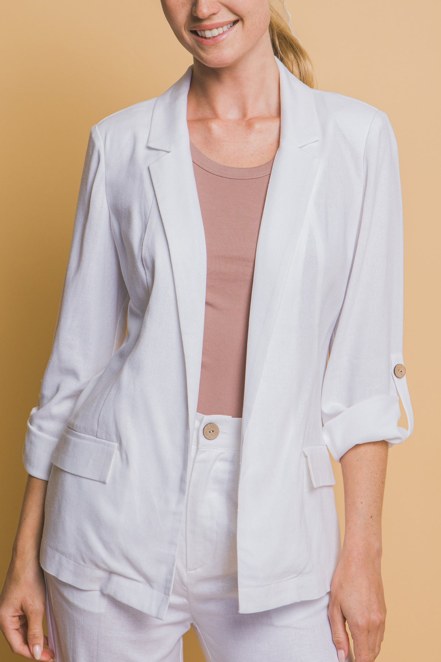 Open - Front Linen Blazer