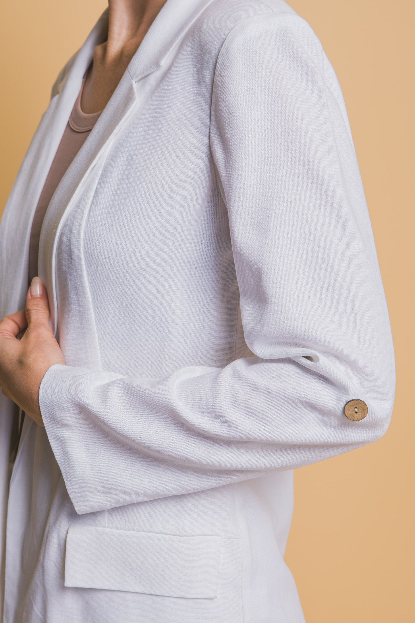Open - Front Linen Blazer