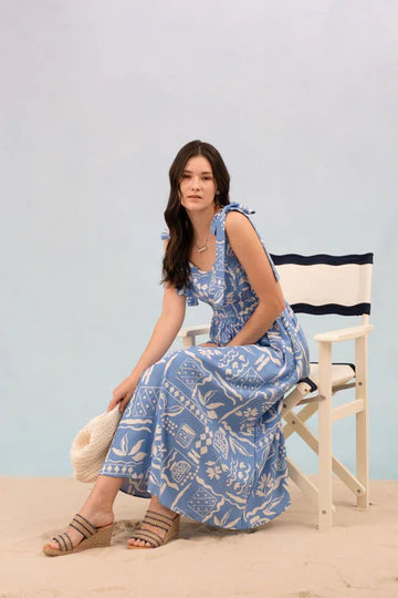 Floral Print Tie Strap Midi Dress