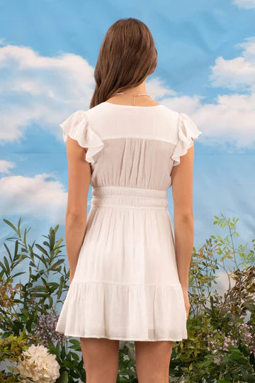 Ruffle Detail Shirred Dress