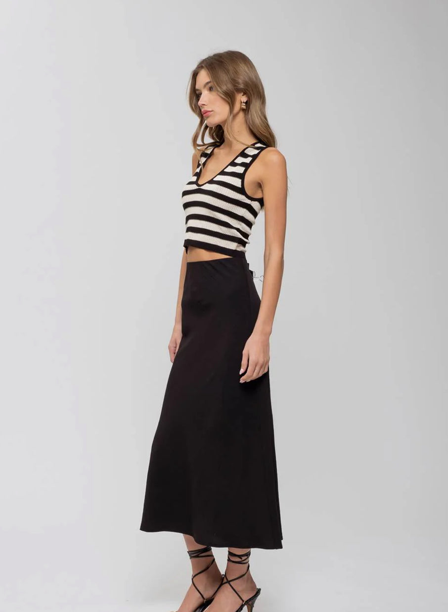 High Waist Slip Midi Skirt
