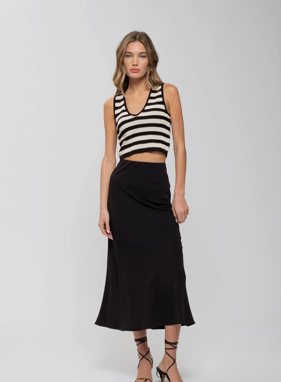 High Waist Slip Midi Skirt