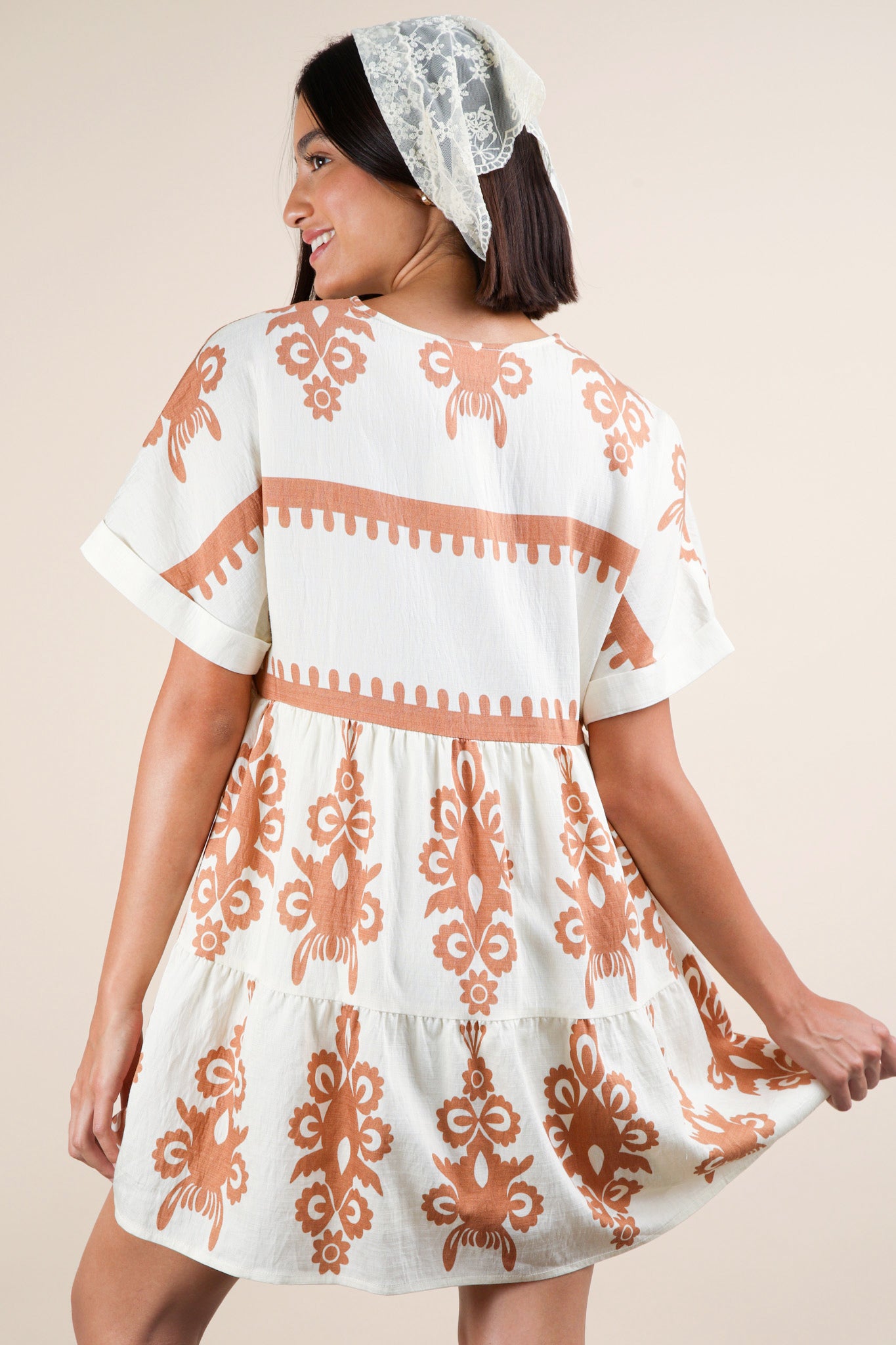 Embroidered Neckline Dress