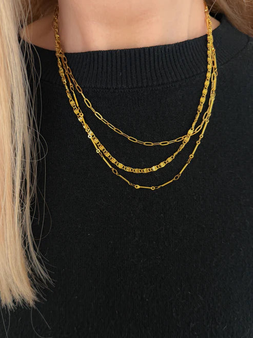 Paper Clip Triple Layered Necklace