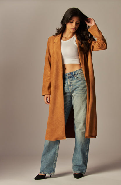 Vegan Suede Trench Coat