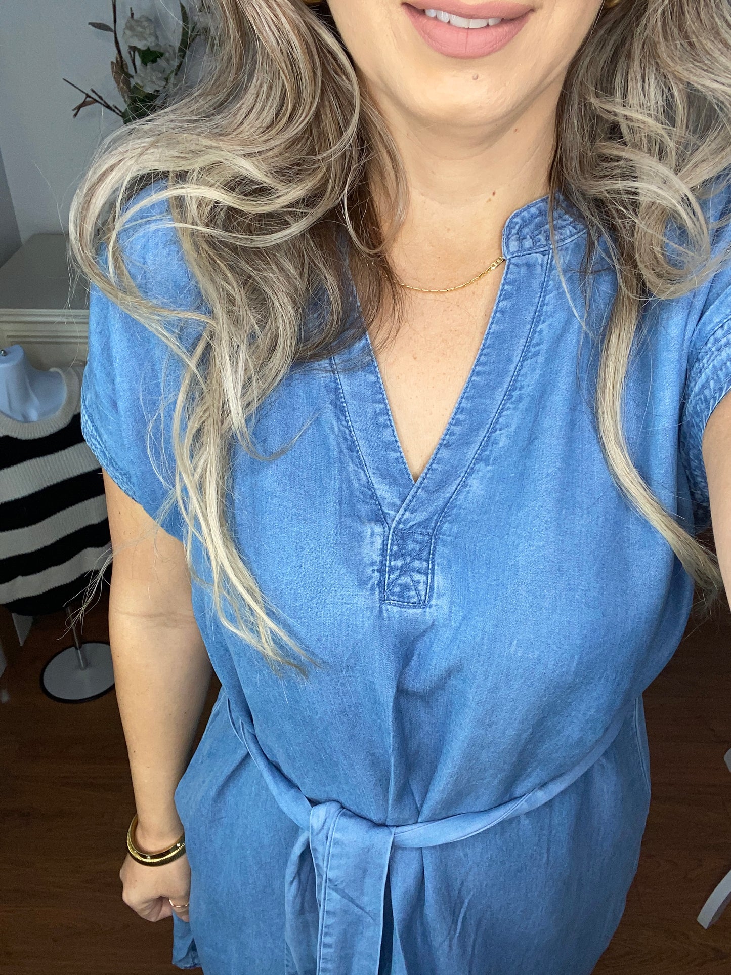 Chambray Mini Shirt Dress