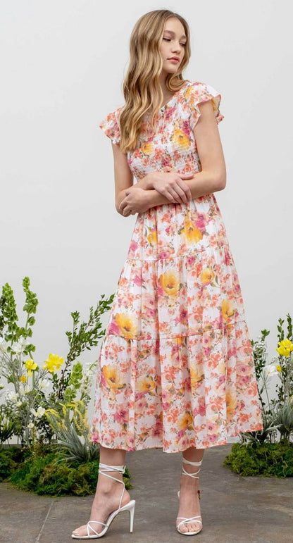 Round Neck Floral Dress