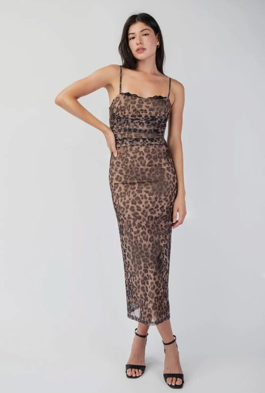 Leopard Printed Midi Dress