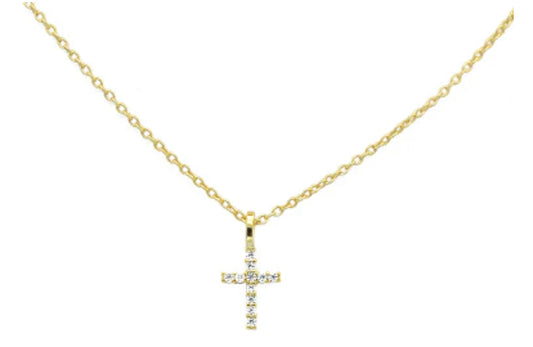 Sterling Silver Cross Pendant Necklaces - Gold