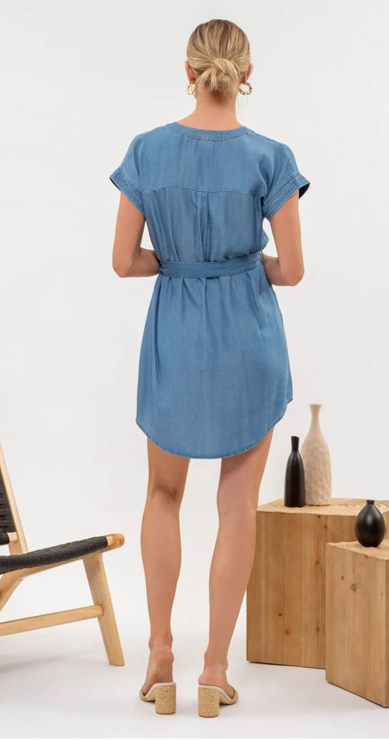 Chambray Mini Shirt Dress