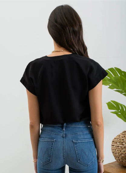 Solid Extended Shoulder Blouse