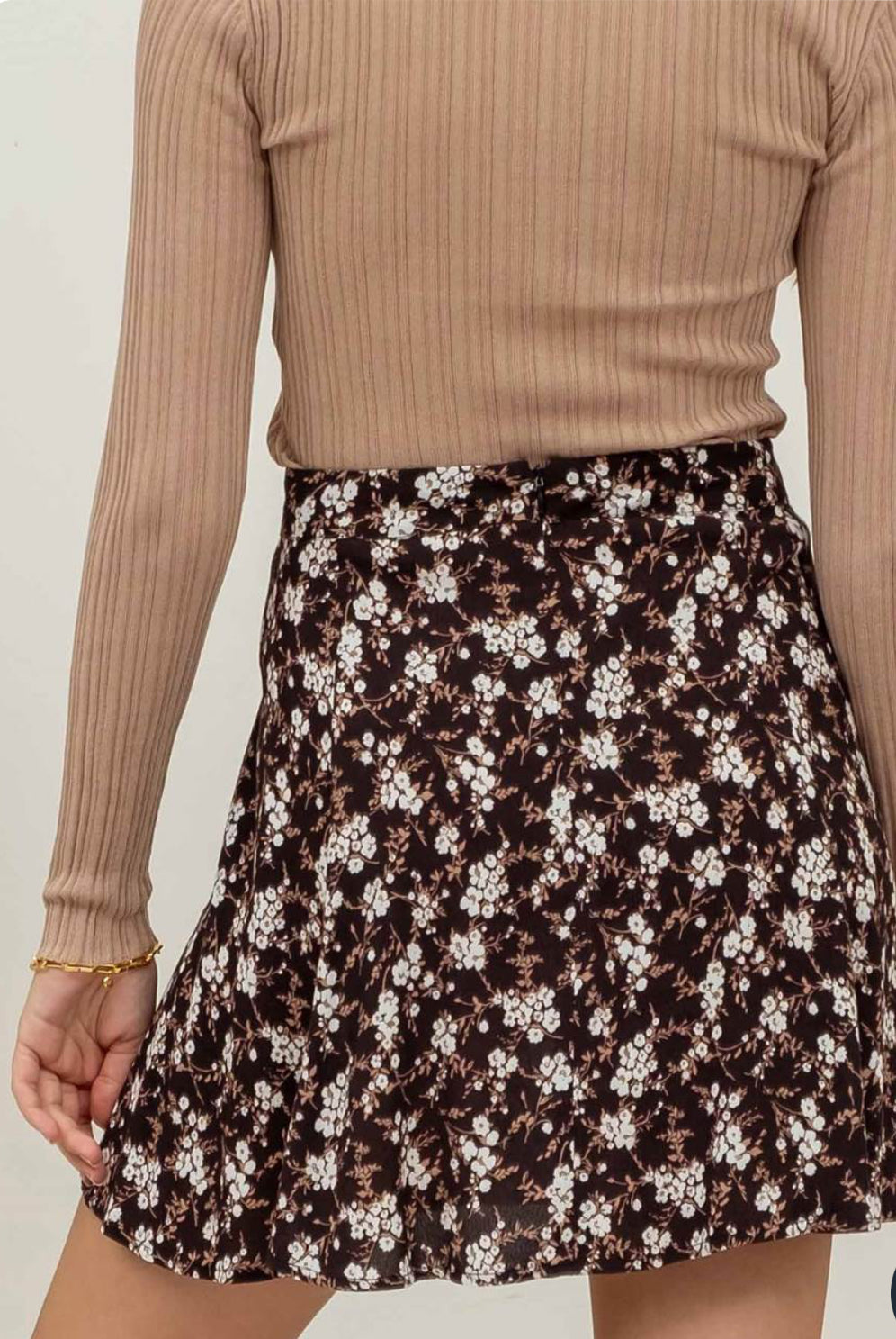 Floral Paneled Bias Mini Skirt