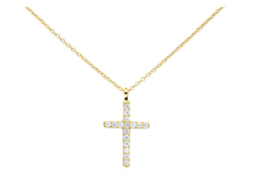 Sterling Silver Cross Pendant Necklaces - Gold