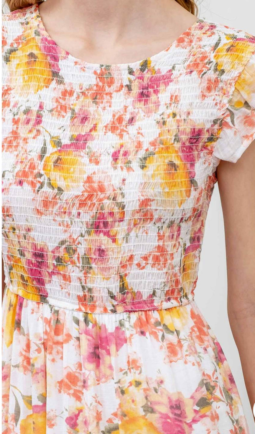 Round Neck Floral Dress