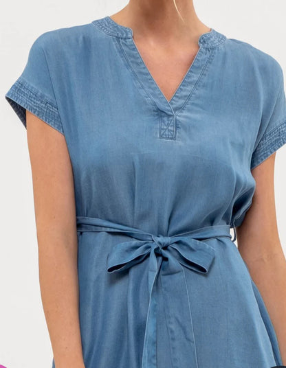 Chambray Mini Shirt Dress