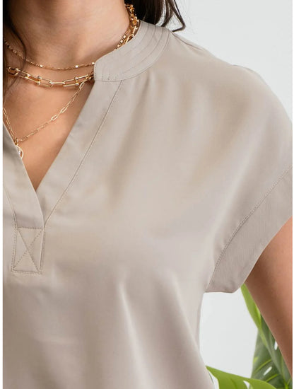 Solid Extended Shoulder Blouse