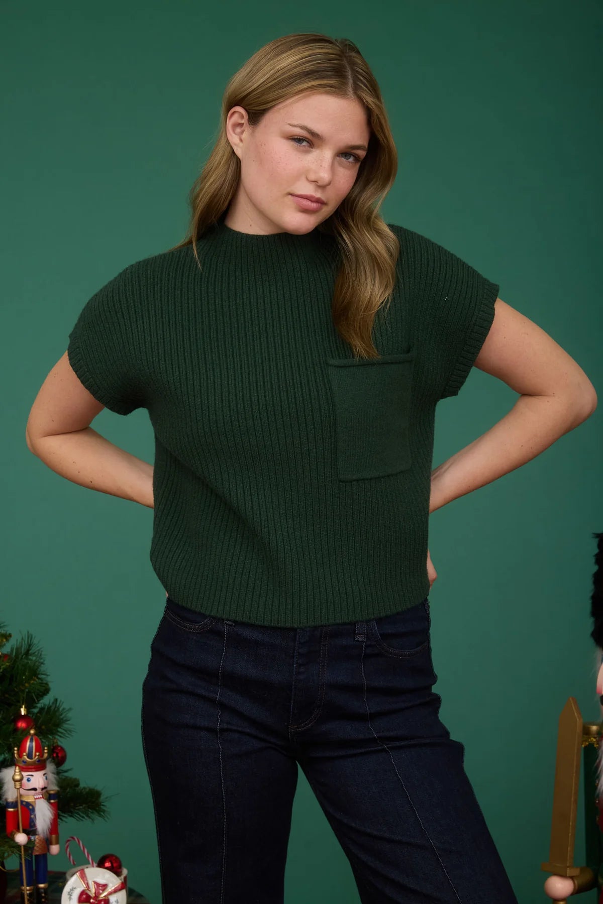 Moch Neck Knit Sweater Top