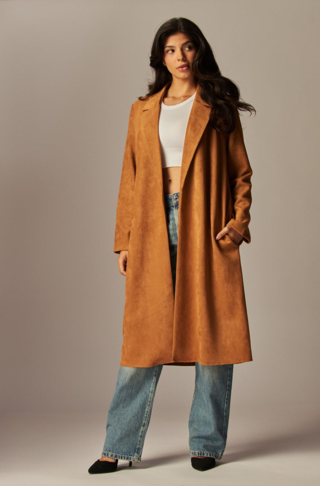 Vegan Suede Trench Coat