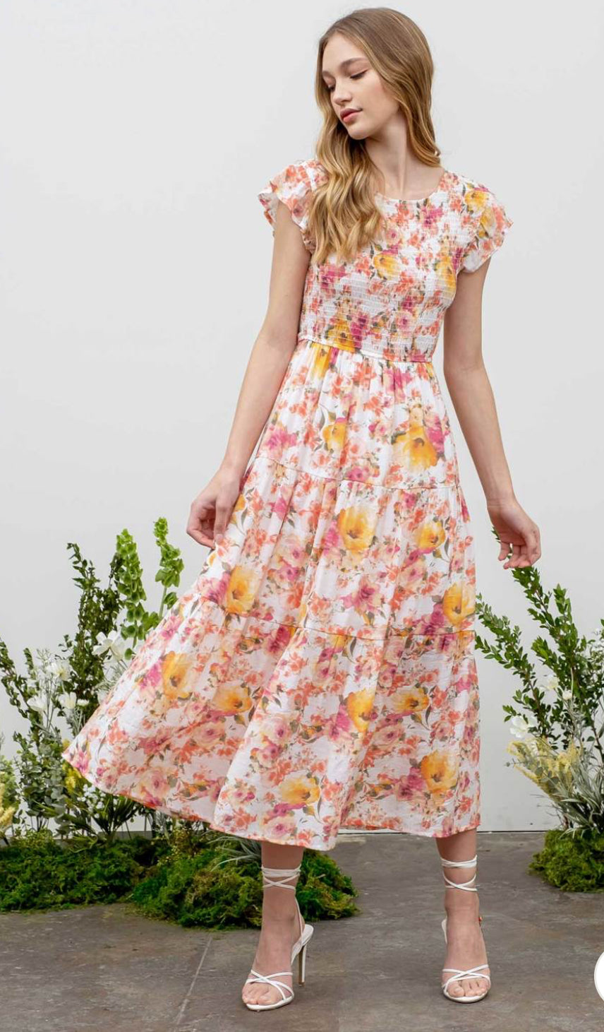 Round Neck Floral Dress