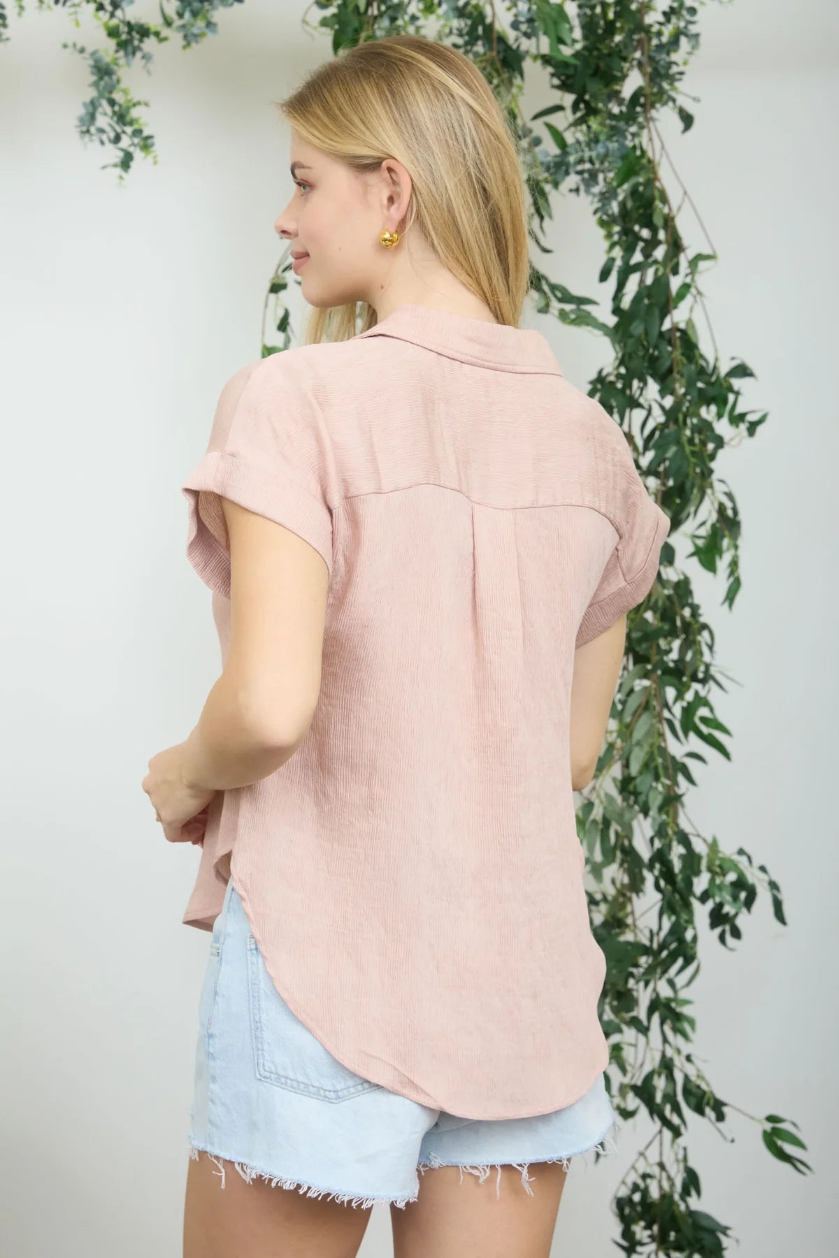 Collared Half Button Top