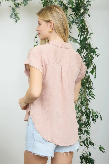 Collared Half Button Top