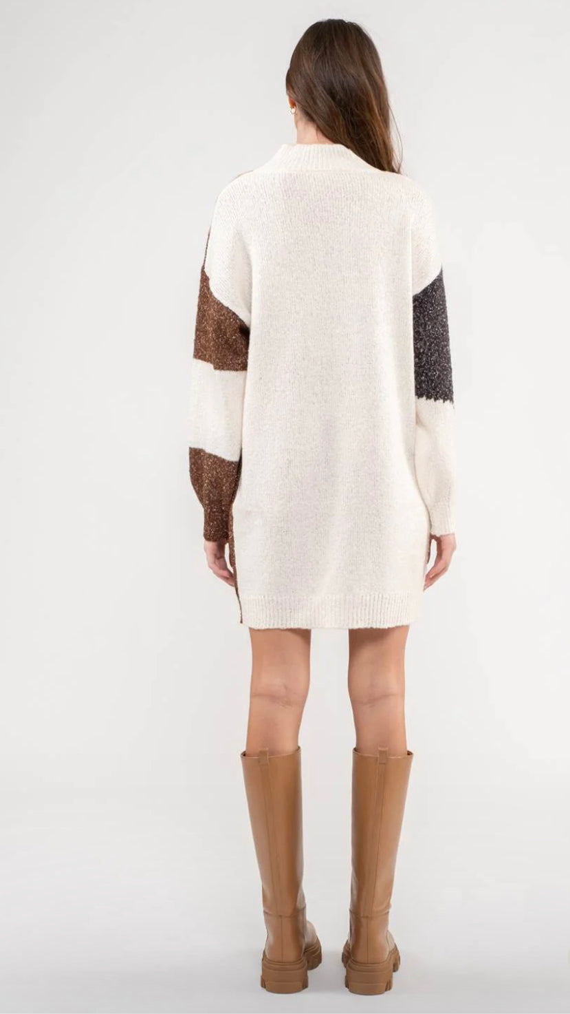 Colorblock Knit Sweater Dress