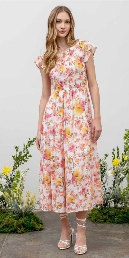 Round Neck Floral Dress