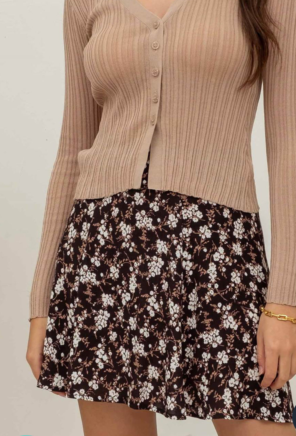 Floral Paneled Bias Mini Skirt