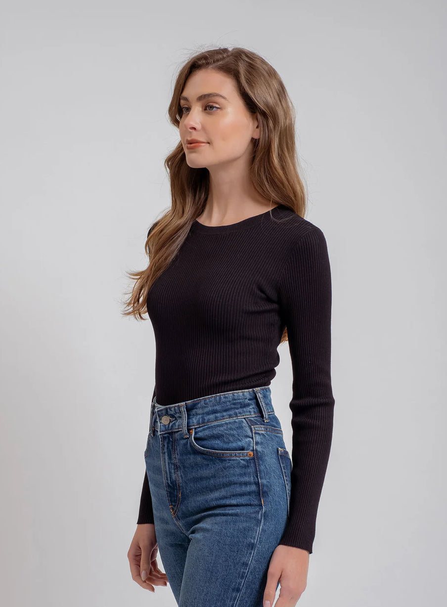 Solid Crewneck Long Sleeve Sweater Knit Top - 2 Colors!