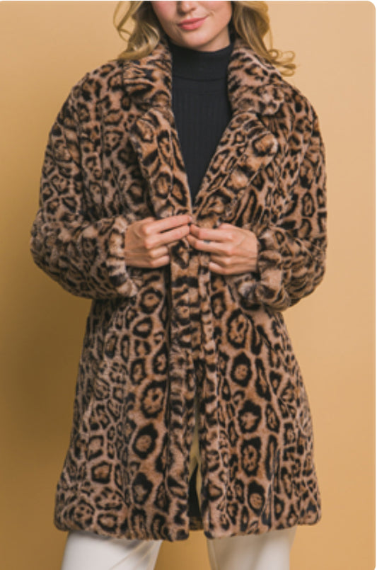 Leopard Print Fur Coat