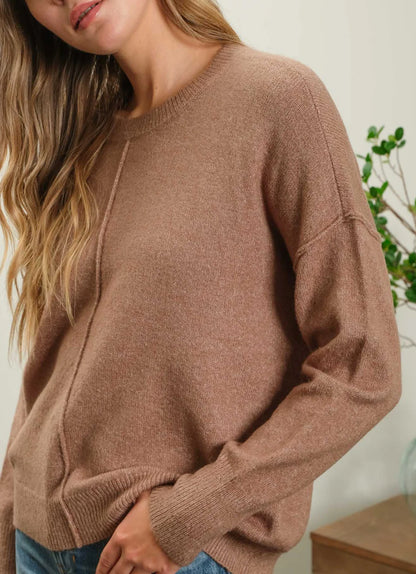 Solid Crewneck Knit Sweater