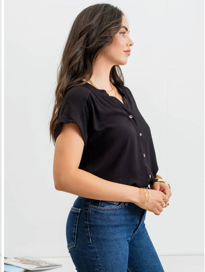 Rolled Sleeve Woven Top