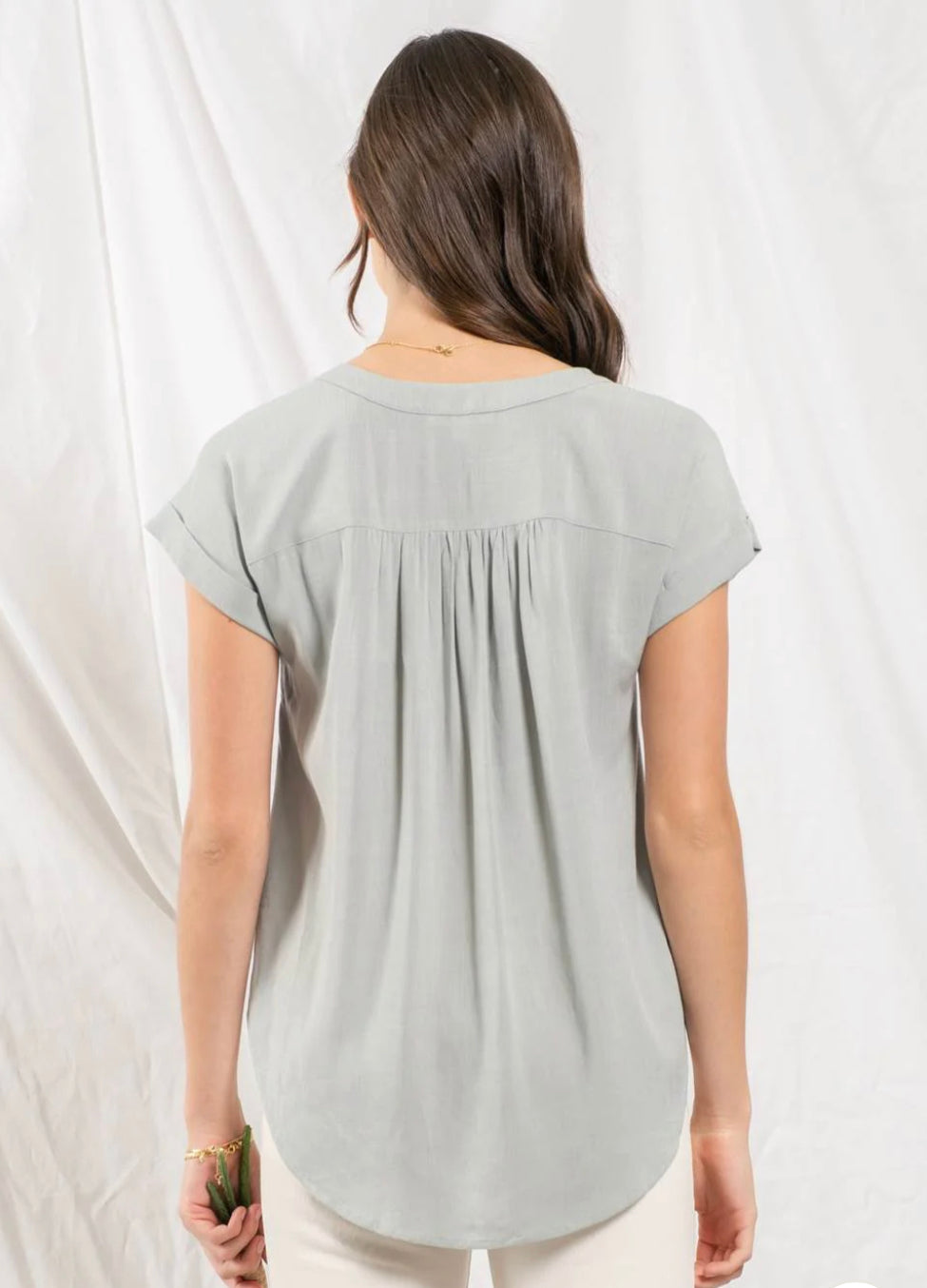 Rolled Sleeve Woven Top