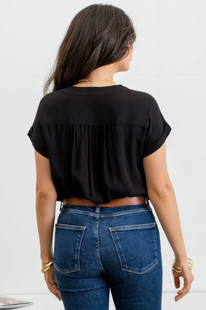 Rolled Sleeve Woven Top