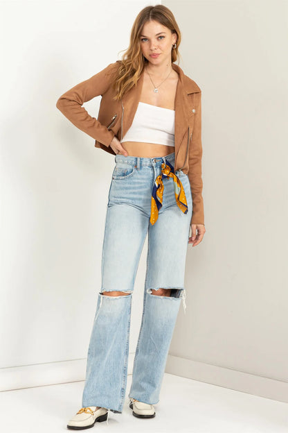 Faux Suede Moto Jacket - 2 Colors!