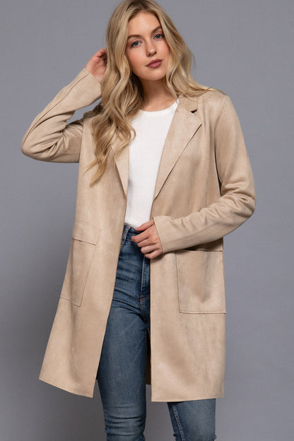 Faux Suede Open Jacket