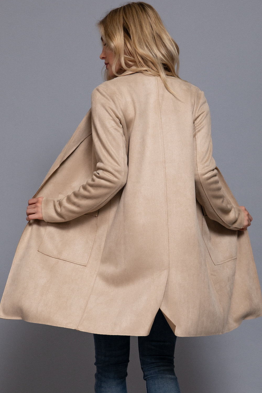 Faux Suede Open Jacket