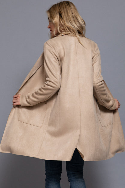 Faux Suede Open Jacket