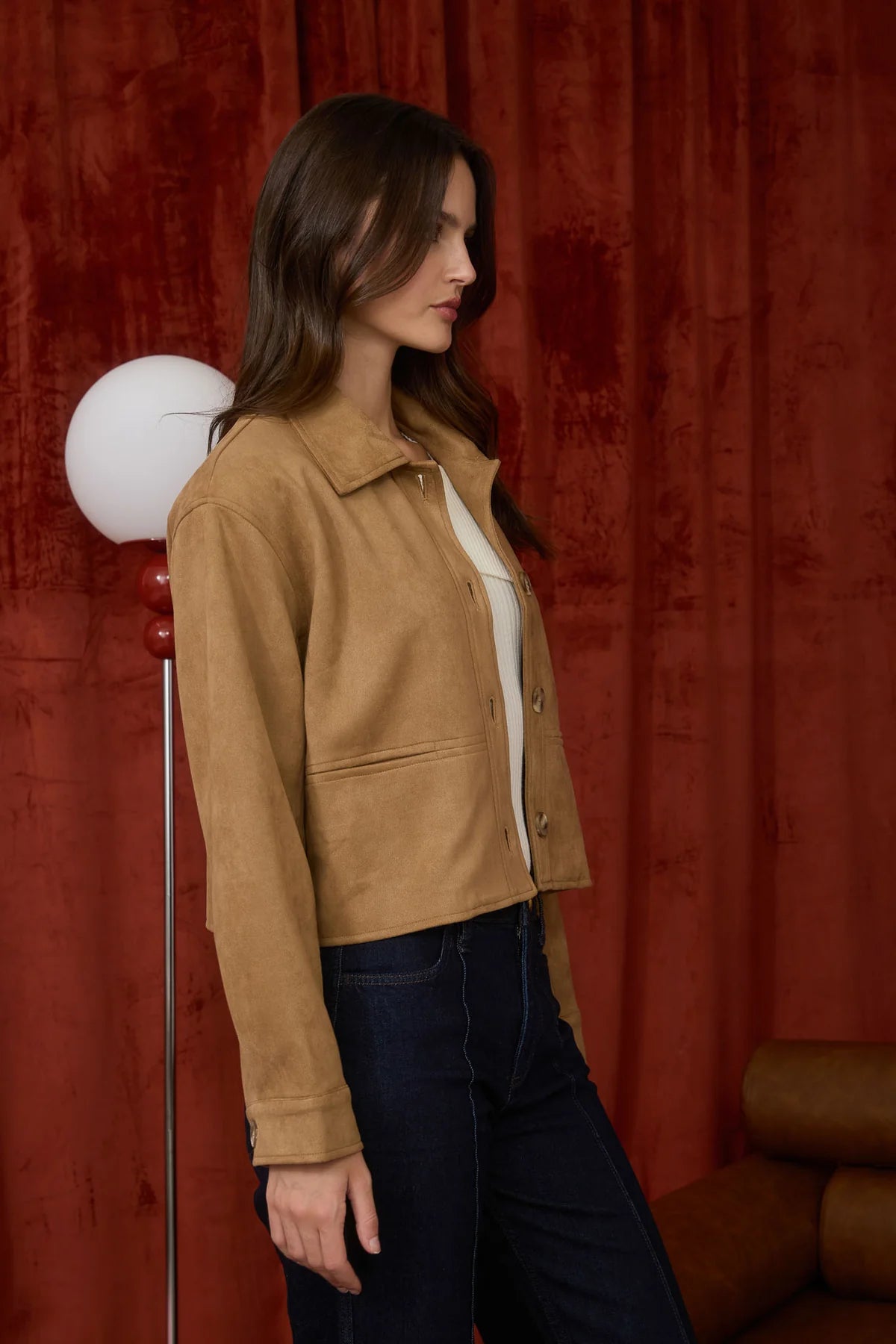 Suede Collard Jacket
