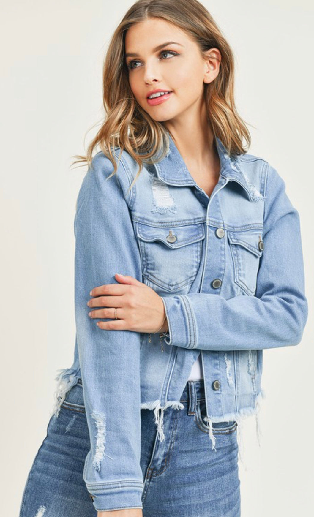 Distressed Frayed Hem Jacket