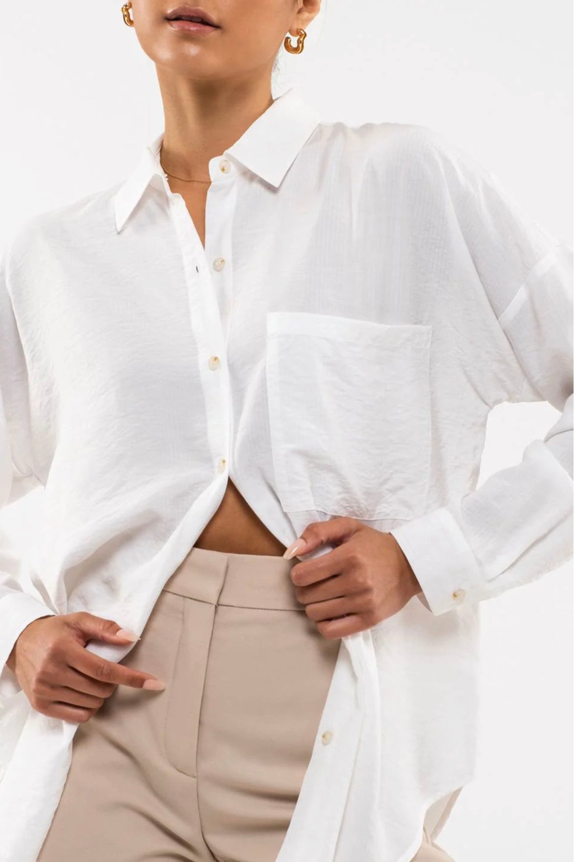 Collared Button Down Sleeve Top