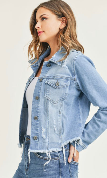 Distressed Frayed Hem Jacket