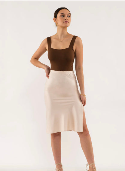 Side Slit Satin Skirt - 2 Colors!