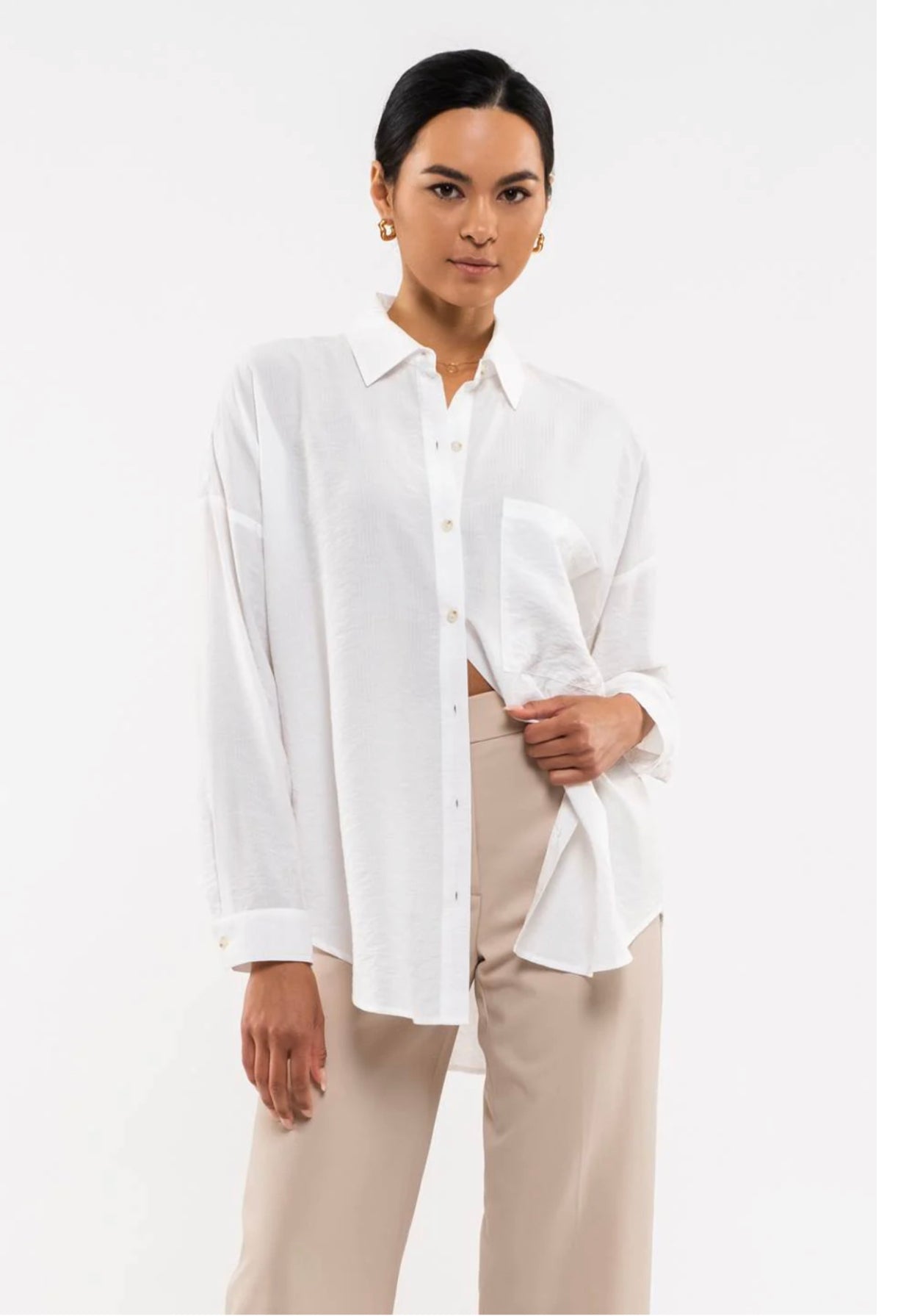 Collared Button Down Sleeve Top